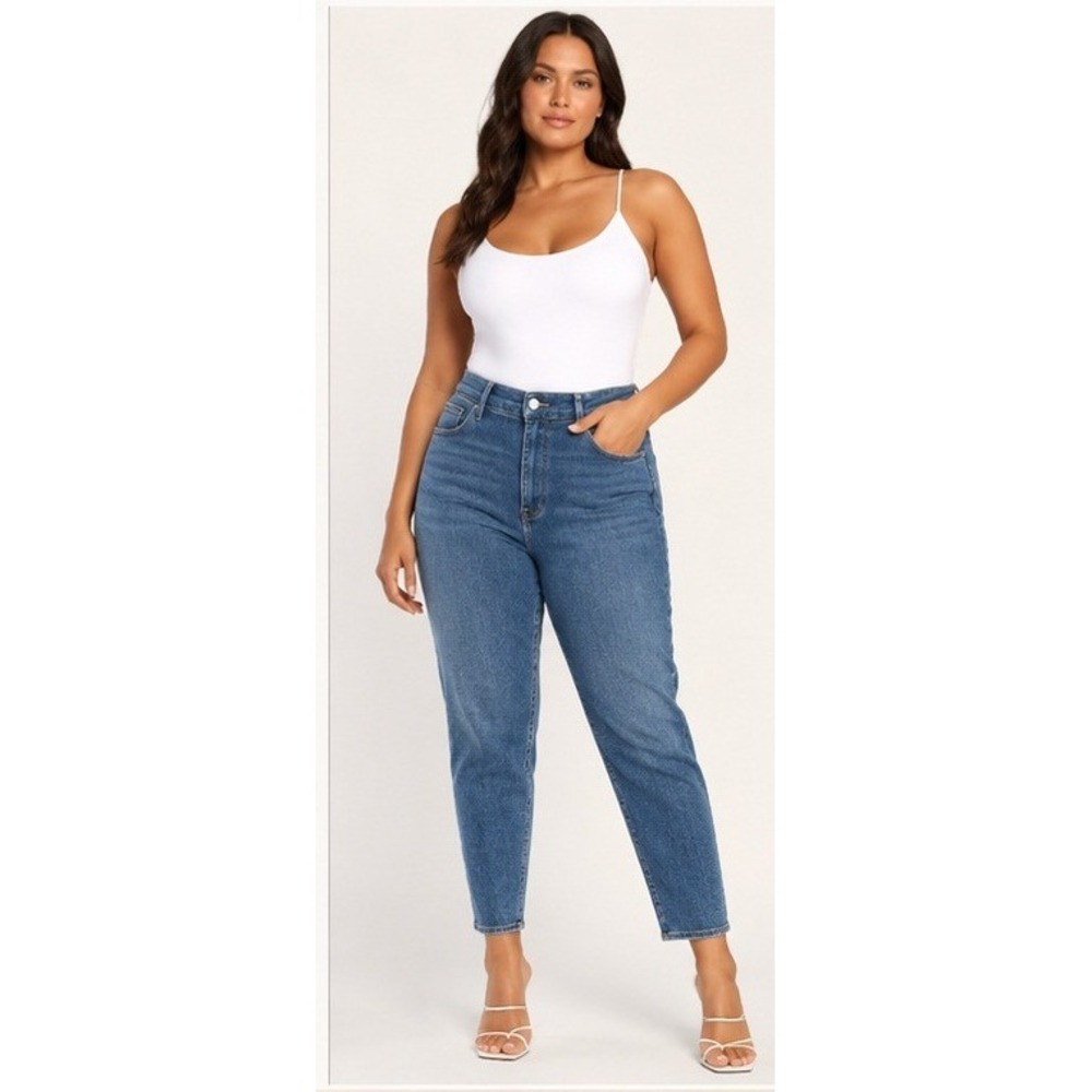 Good American Jeans Women 28-32 Plus Casual High Rise Blue Tapered Leg Stretch